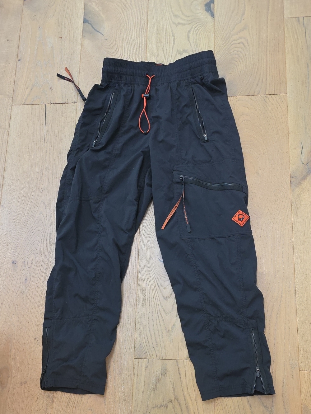 Black Jogger Track Pants with Orange Accents